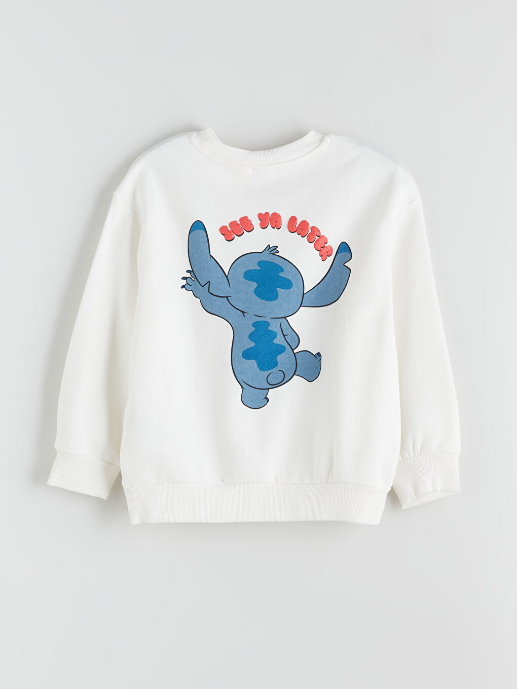 Crew Neck Stitch Printed Girls' Thick Sweatshirt-2