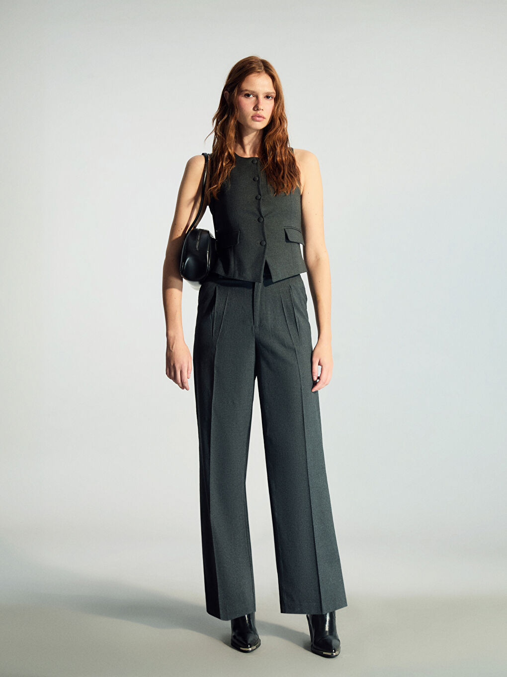 Wide Leg Pleated Women's Trousers
