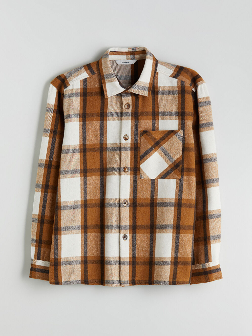 Kahverengi Regular Fit Uzun Kollu Ekose Erkek Gömlek Ceket-4