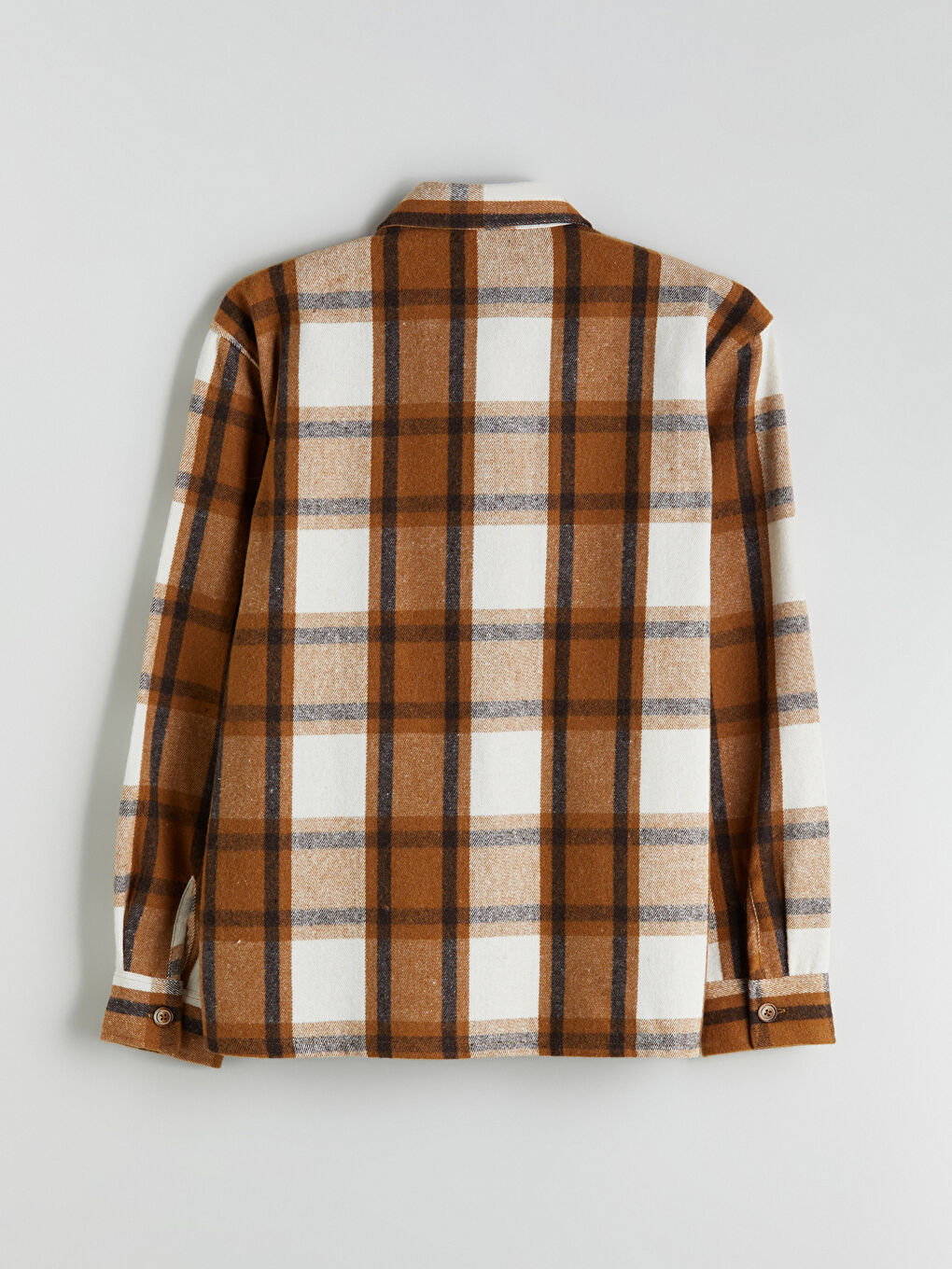 Kahverengi Regular Fit Uzun Kollu Ekose Erkek Gömlek Ceket-5