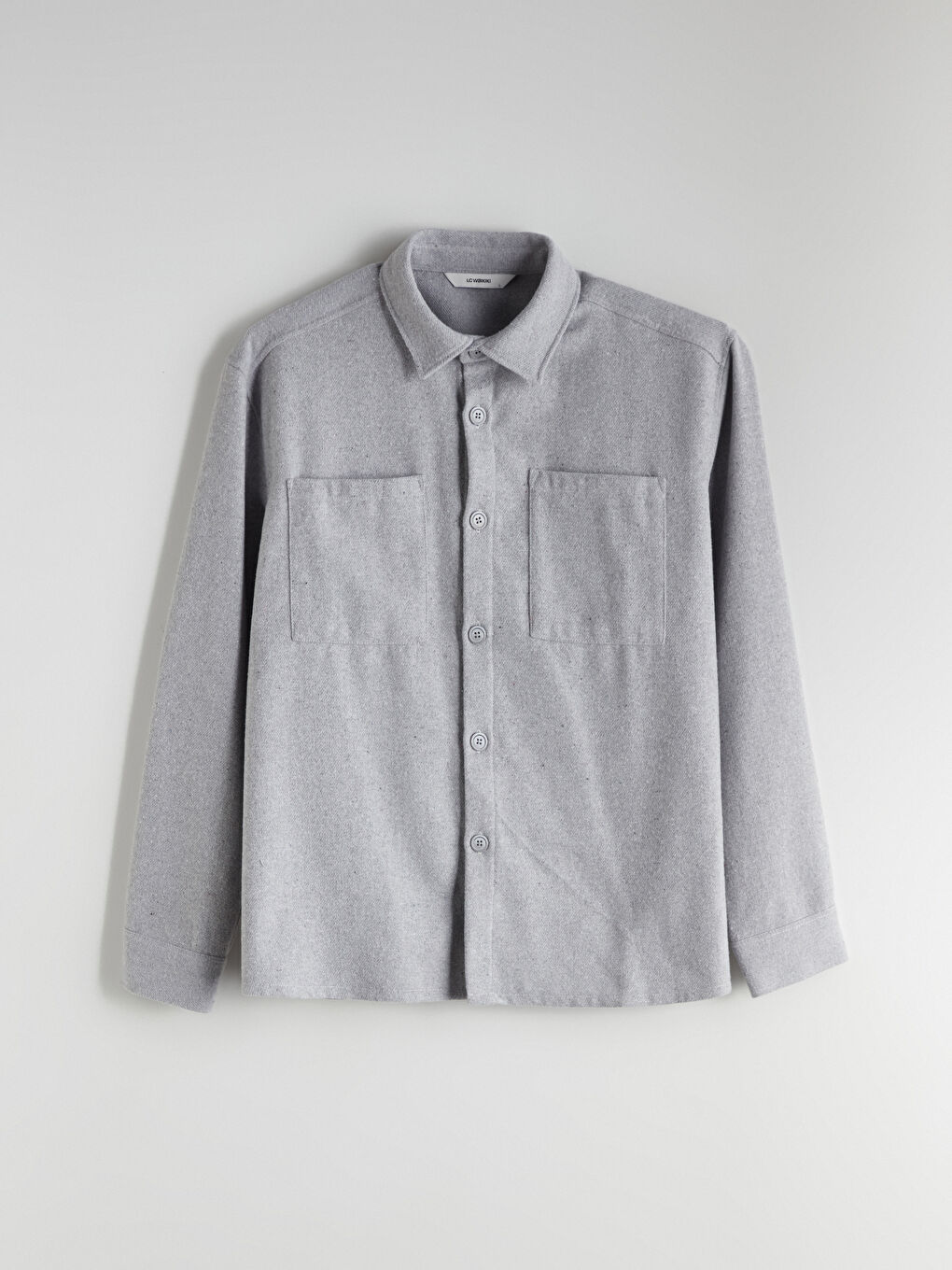 Gri Cep Detaylı Uzun Kollu Gömlek-4