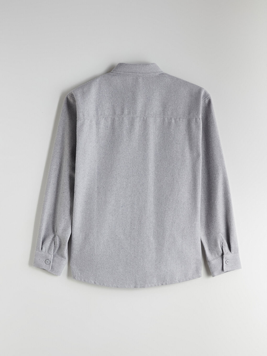 Gri Cep Detaylı Uzun Kollu Gömlek-5