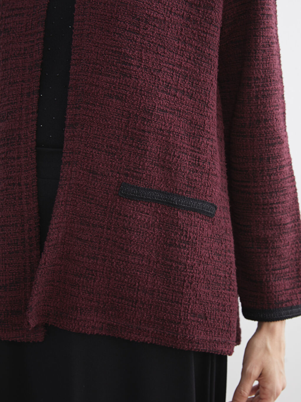 Mürdüm Bisiklet Yaka Dokulu Kadın Hırka-2