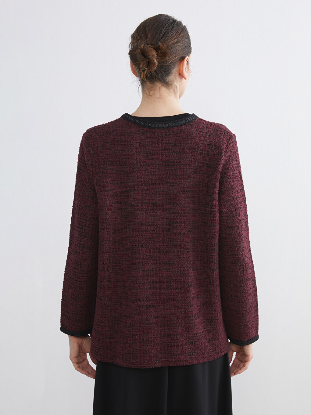 Mürdüm Bisiklet Yaka Dokulu Kadın Hırka-3