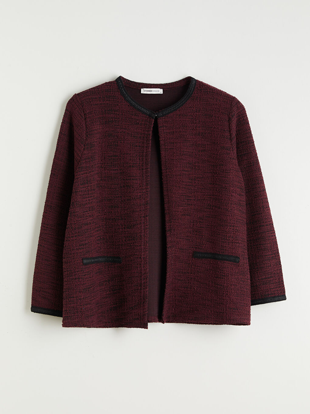 Mürdüm Bisiklet Yaka Dokulu Kadın Hırka-4