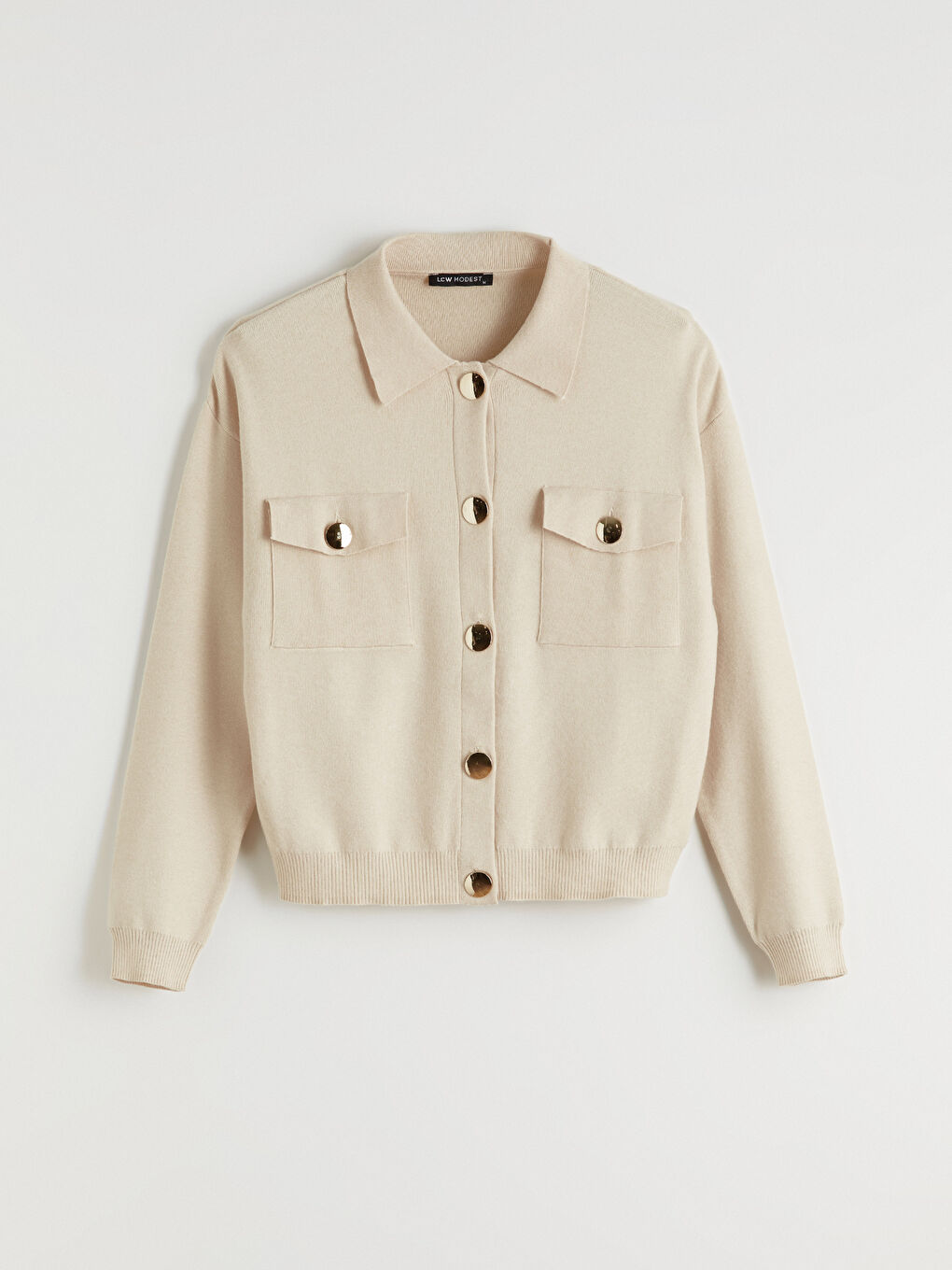 Collared Neck Women's Knitwear Cardigan-4