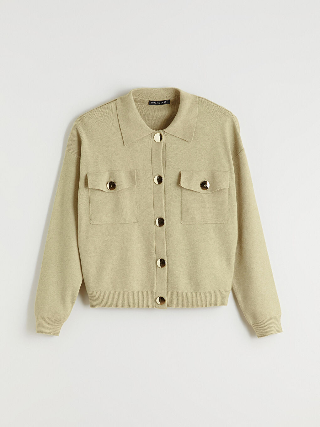 Gömlek Yaka Kadın Triko Hırka-4