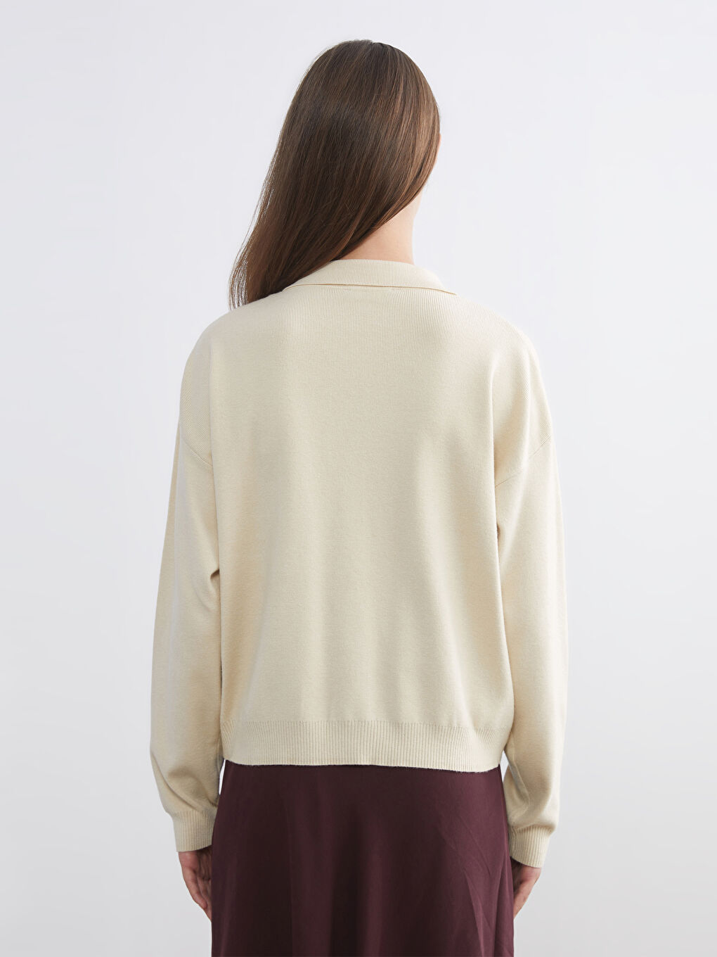 Collared Neck Women's Knitwear Cardigan-3