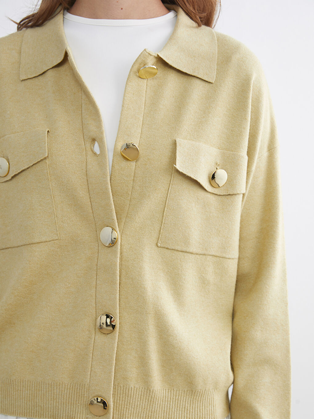 Gömlek Yaka Kadın Triko Hırka-2