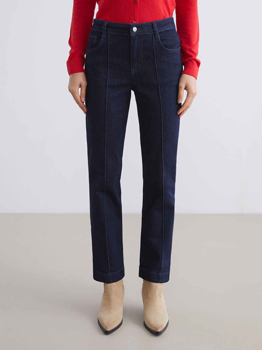 İndigo Straight Fit Kadın Jean Pantolon-1