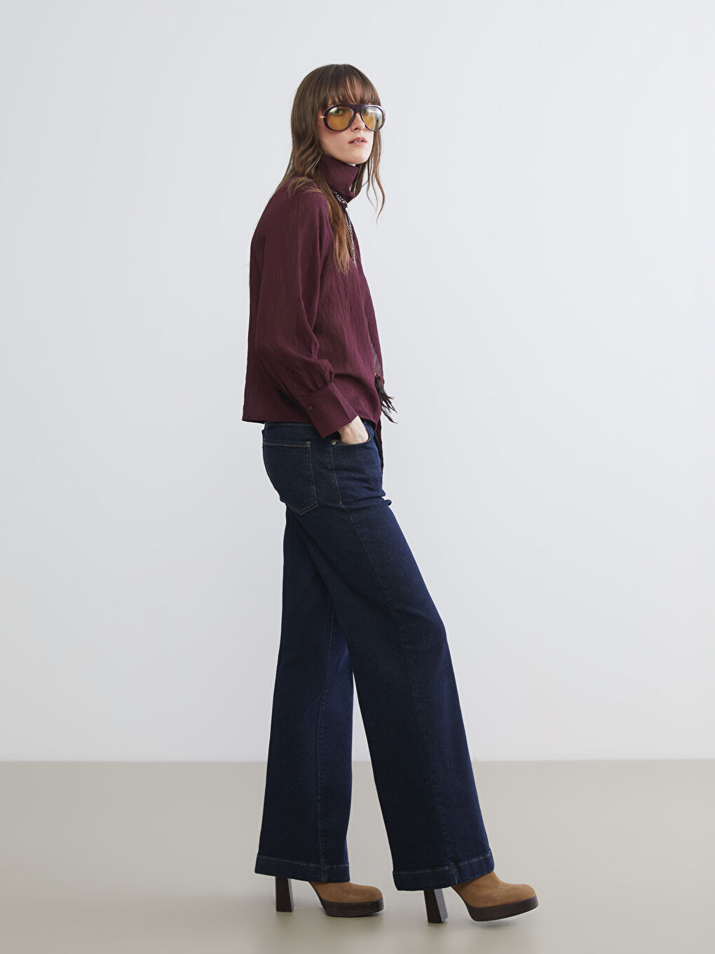 İndigo Wideleg Kadın Jean Pantolon