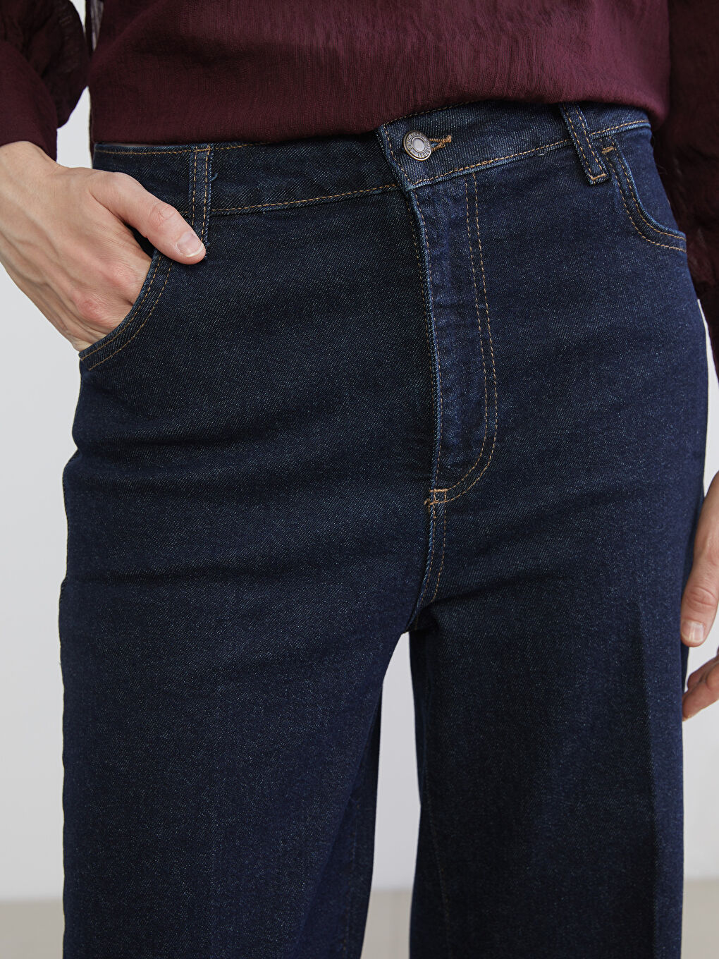 İndigo Wideleg Kadın Jean Pantolon-5