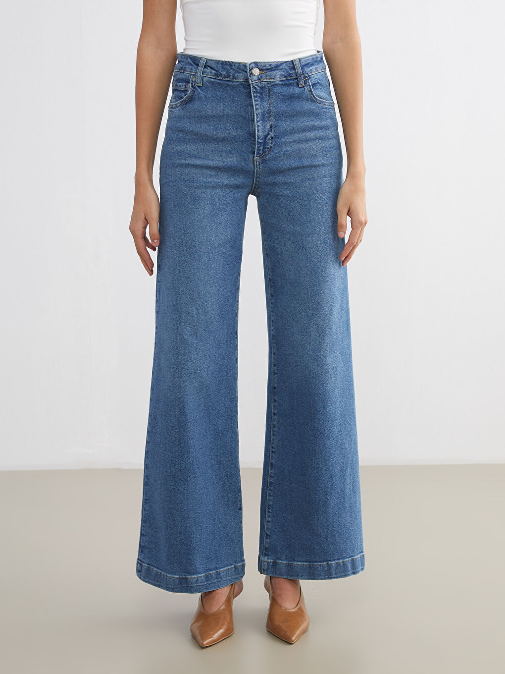 İndigo Wideleg Kadın Jean Pantolon-1