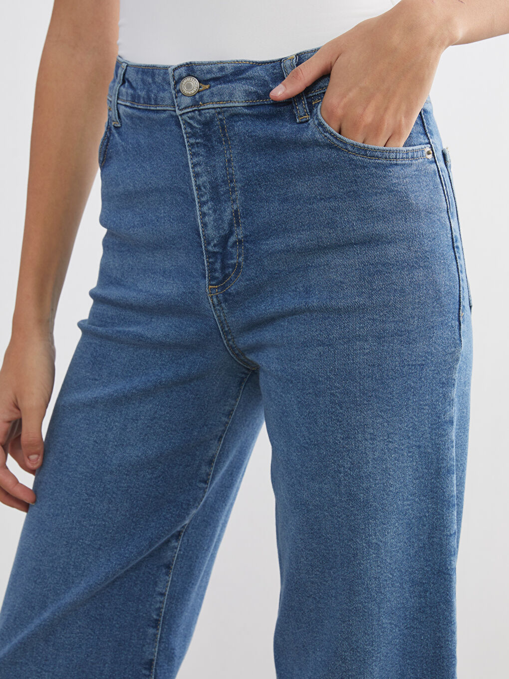 İndigo Wideleg Kadın Jean Pantolon-2