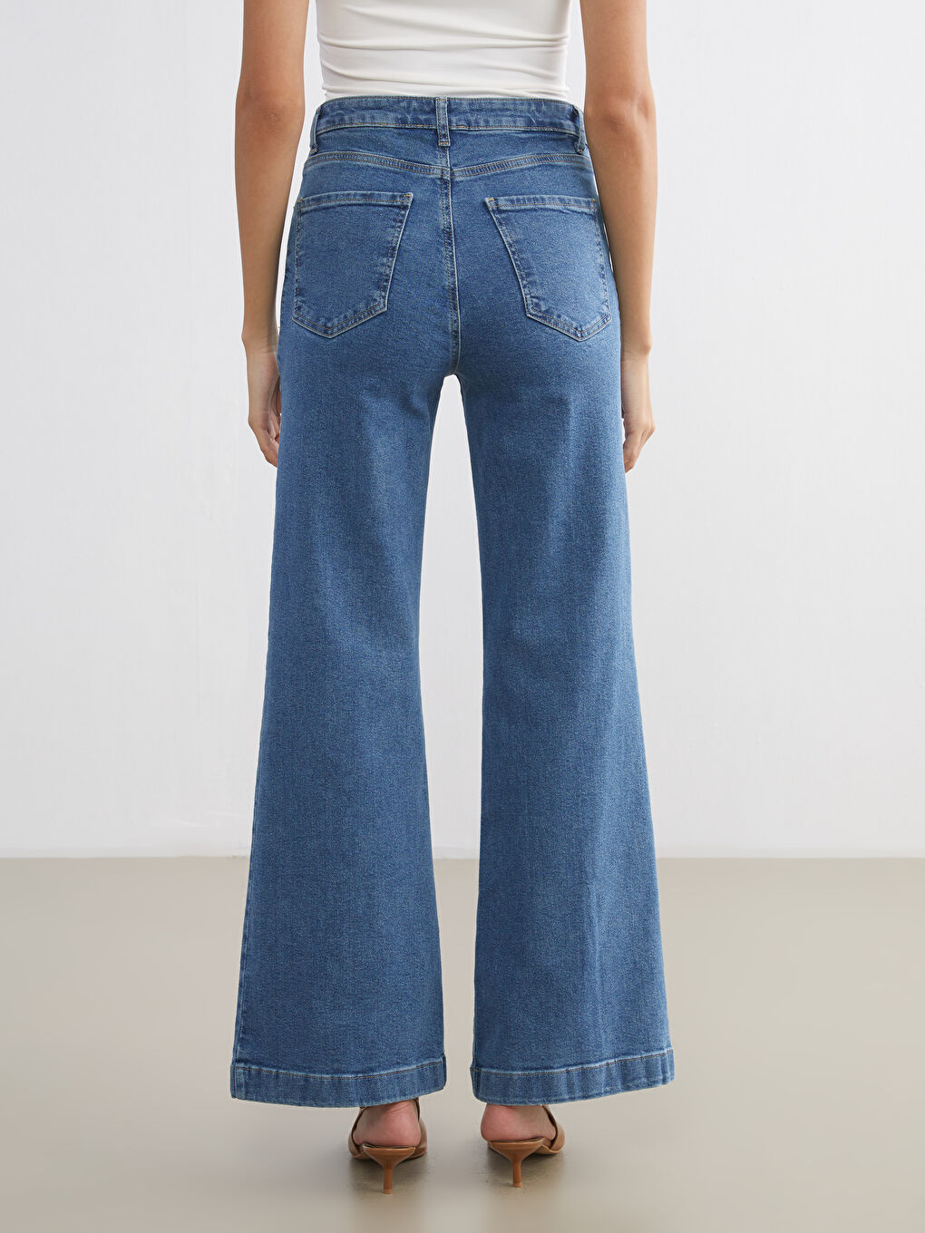 İndigo Wideleg Kadın Jean Pantolon-3