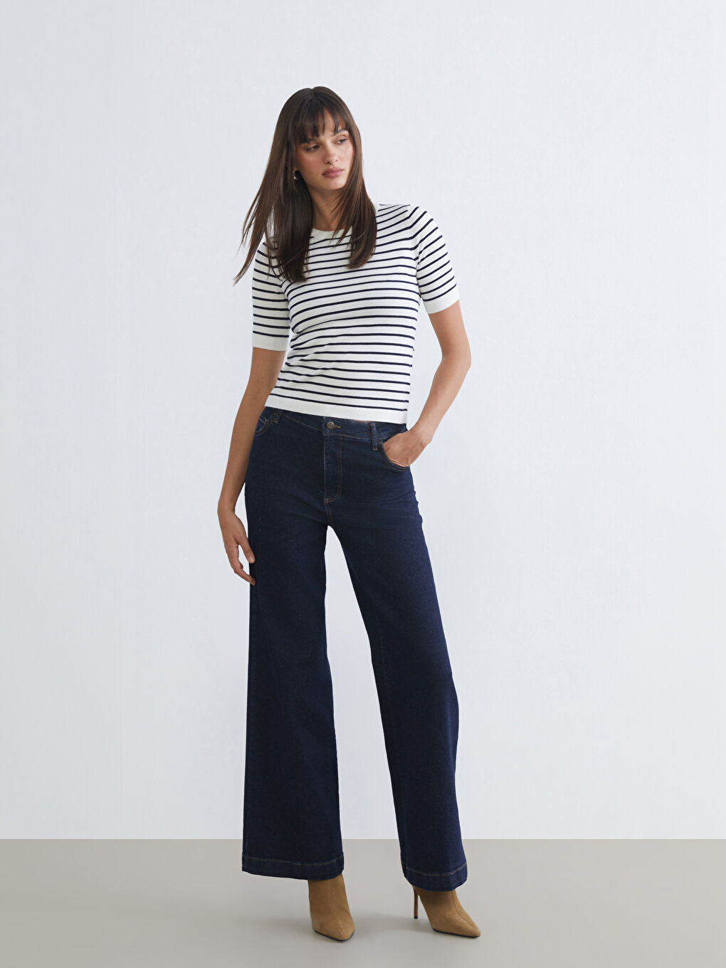 İndigo Wideleg Kadın Jean Pantolon-1