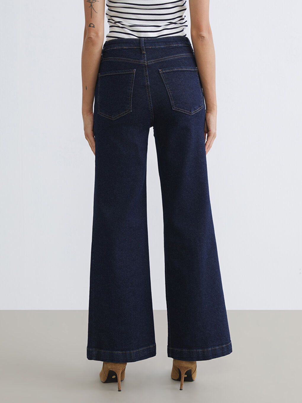 İndigo Wideleg Kadın Jean Pantolon-6