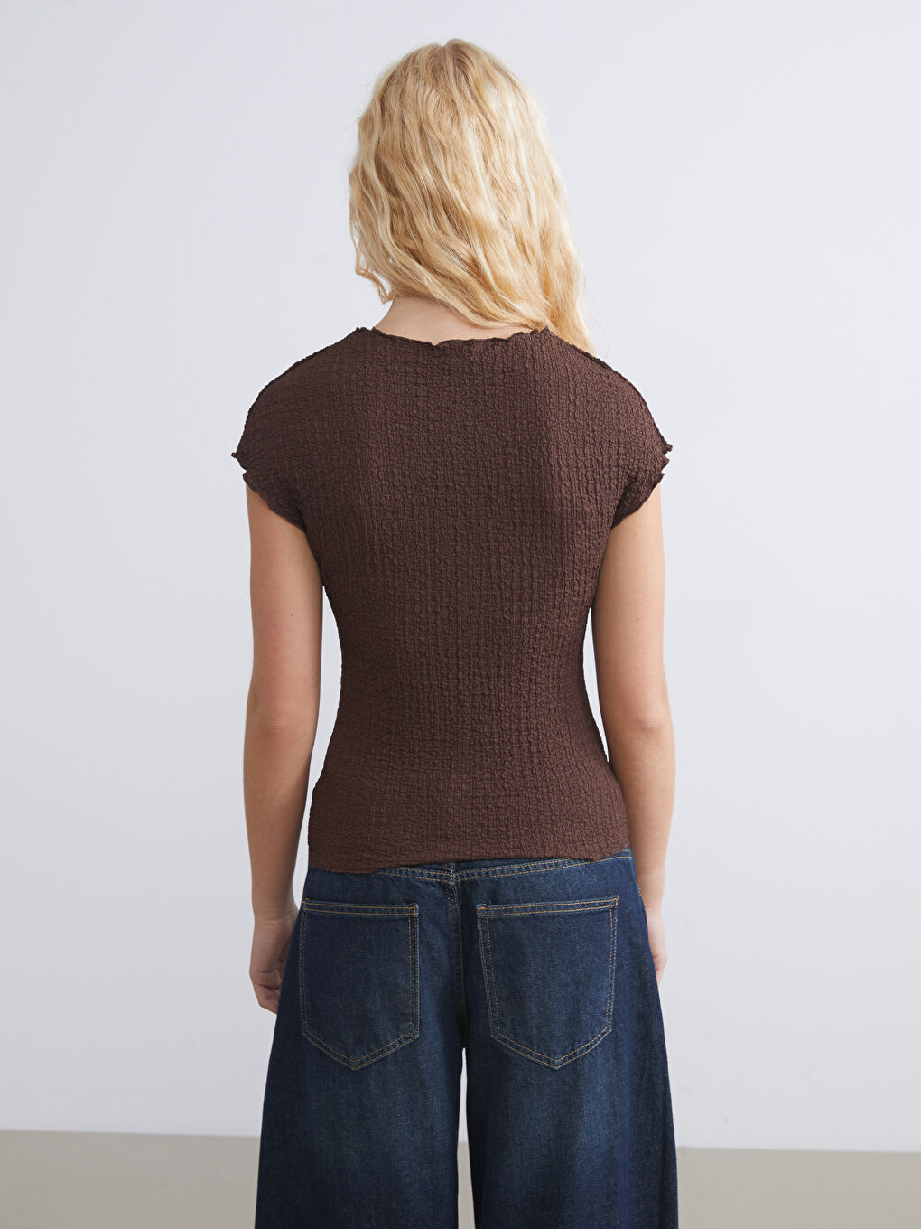 Crew Neck Textured Blouse-3