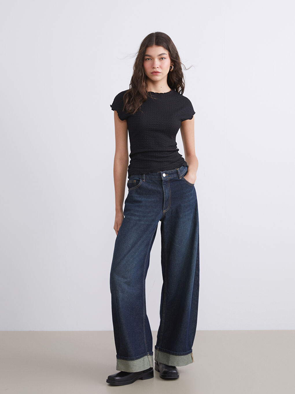 Crew Neck Textured Blouse-1