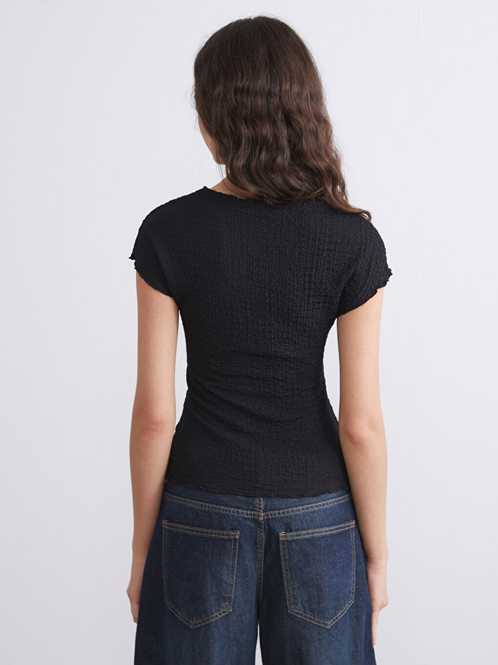 Crew Neck Textured Blouse-3