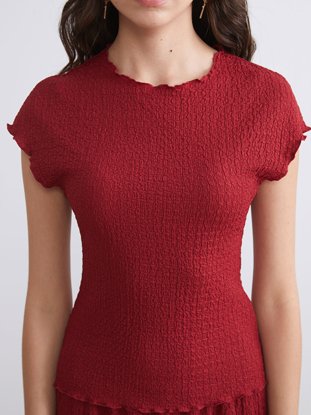 Crew Neck Textured Blouse-2