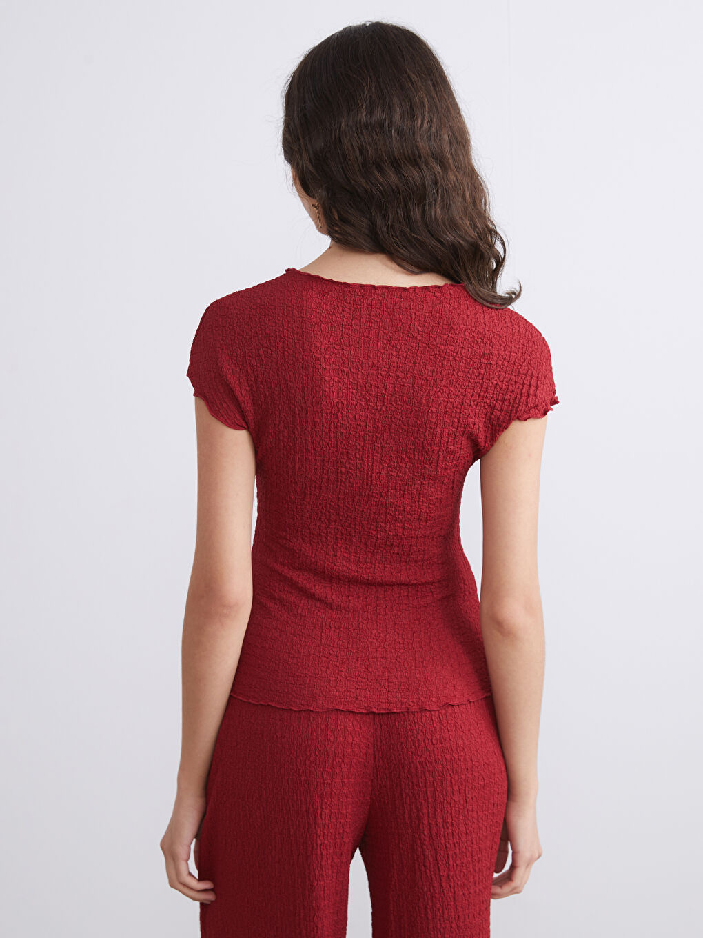Crew Neck Textured Blouse-3