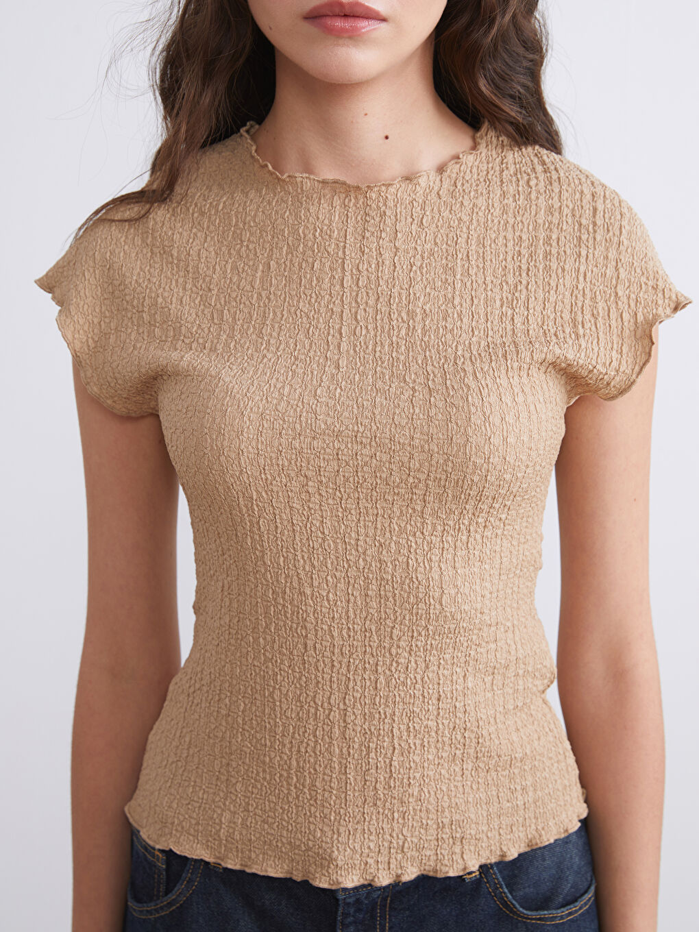 Crew Neck Textured Blouse-2