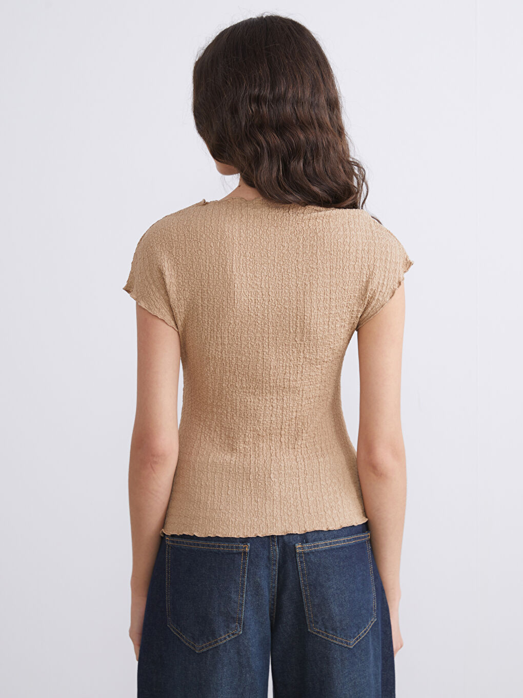 Crew Neck Textured Blouse-3