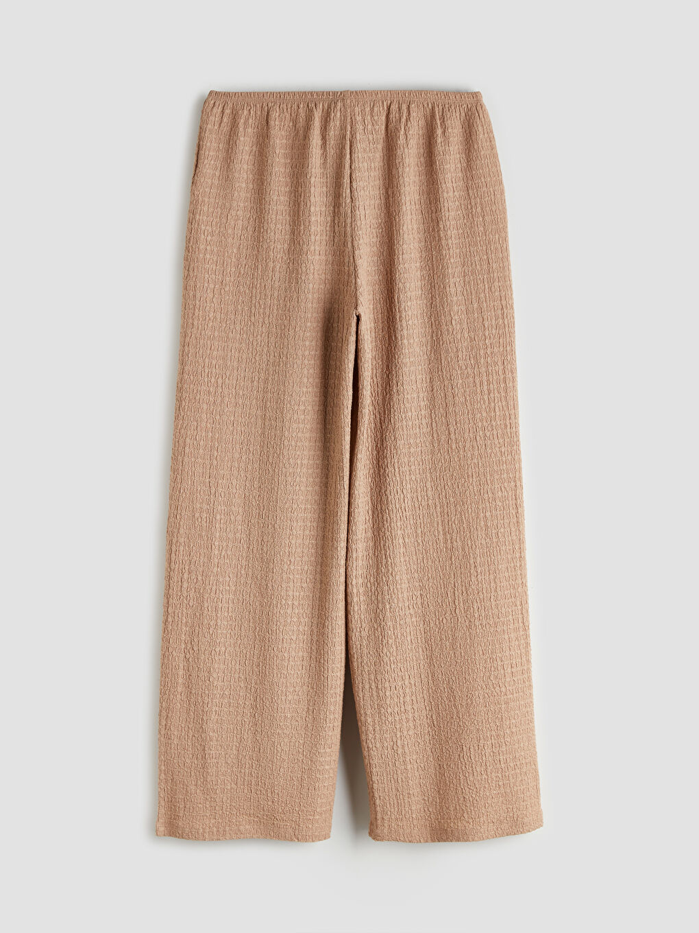 Elasticated Waist Textured Wide Leg Women's Trousers-5