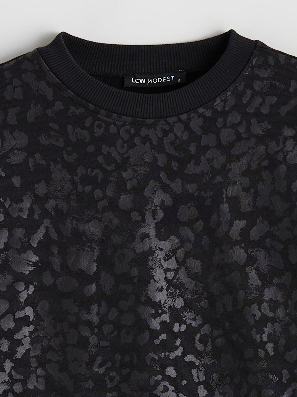 Siyah Leopar Desenli Oversize Kadın Sweatshirt Tunik-5