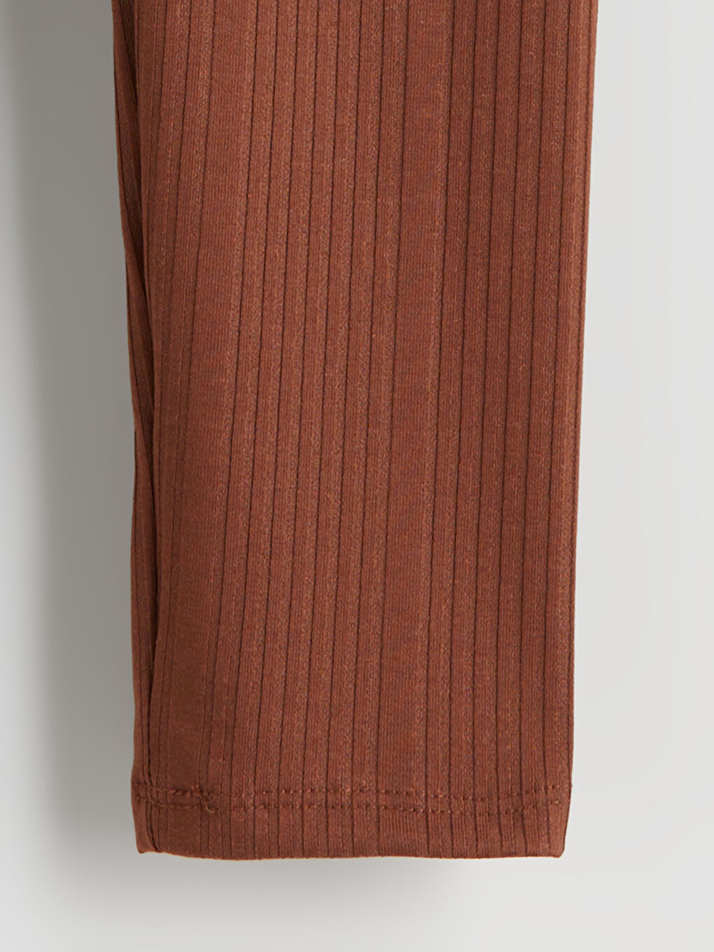 Kahverengi Beli Lastikli Kız Çocuk Uzun Tayt-1