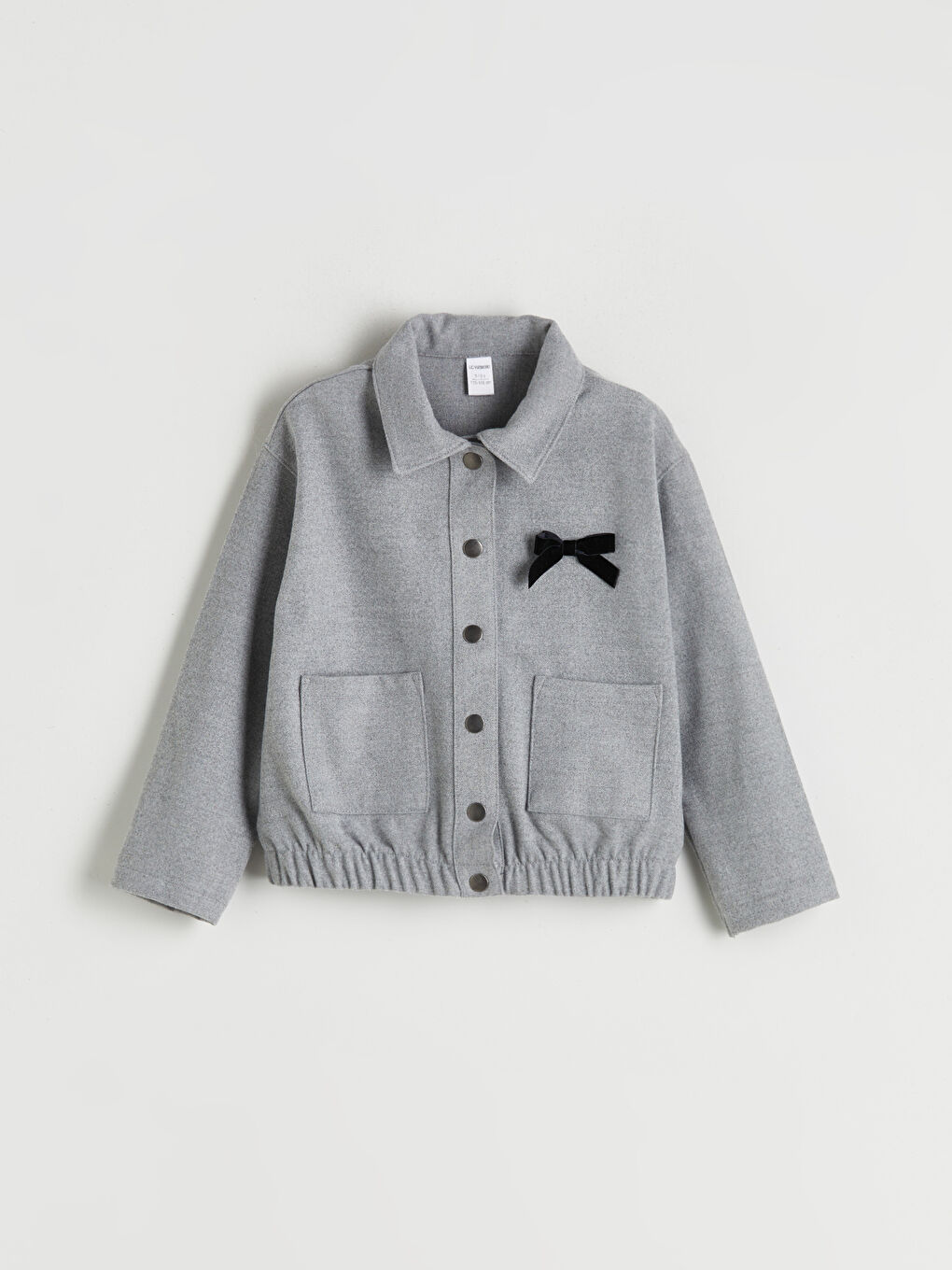 Gri Fiyonk Detaylı Kız Çocuk Ceket