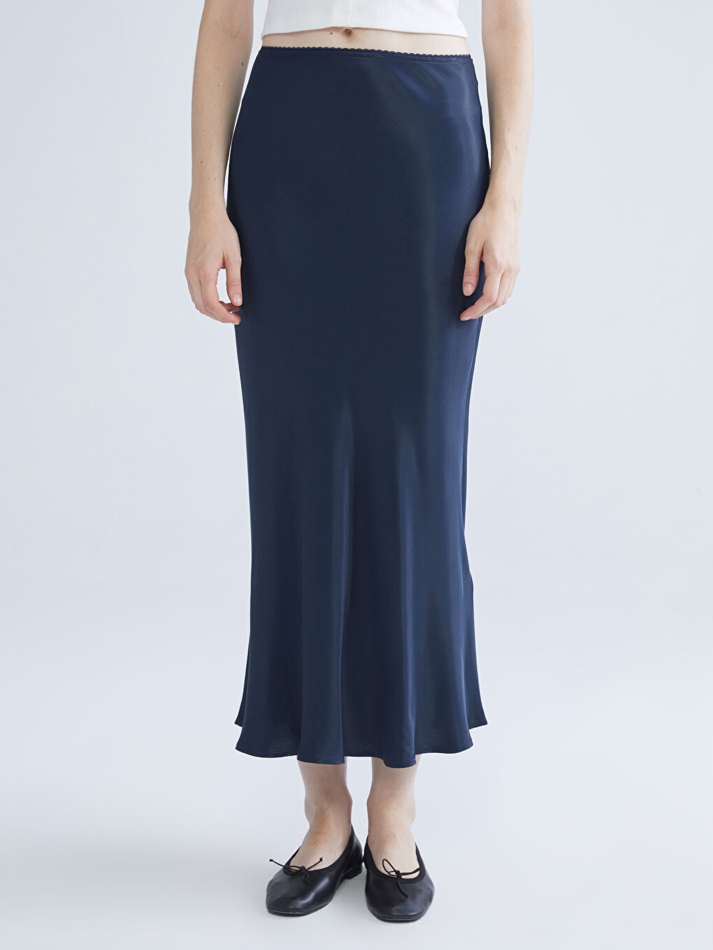 XSIDE Elastic Waist Ruffled Satin Skirt -W5J413Z8-CSH