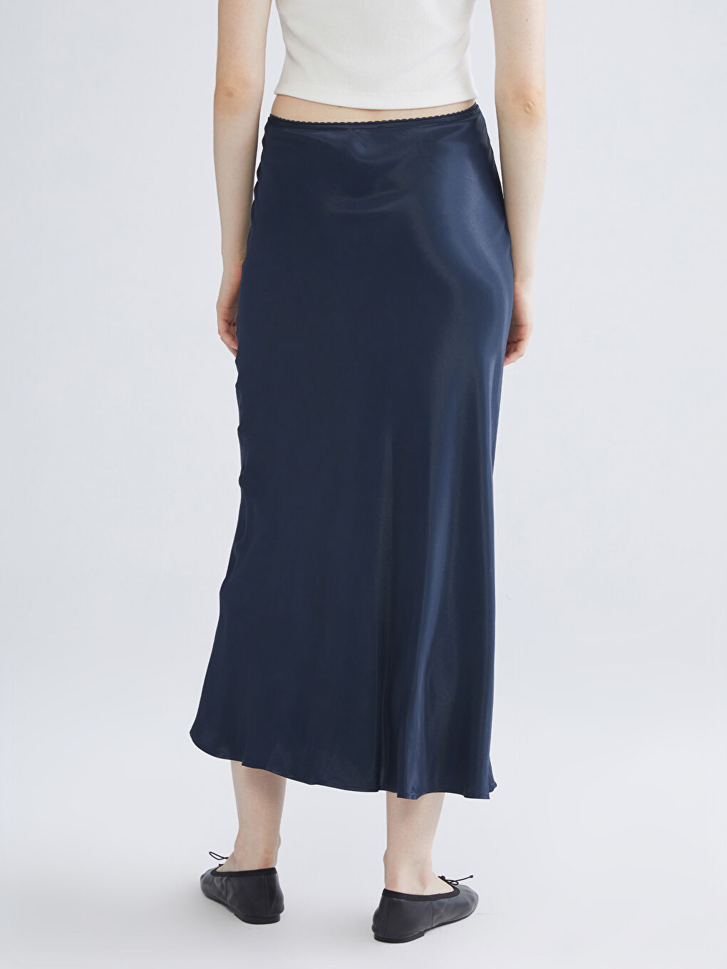 XSIDE Elastic Waist Ruffled Satin Skirt -W5J413Z8-CSH