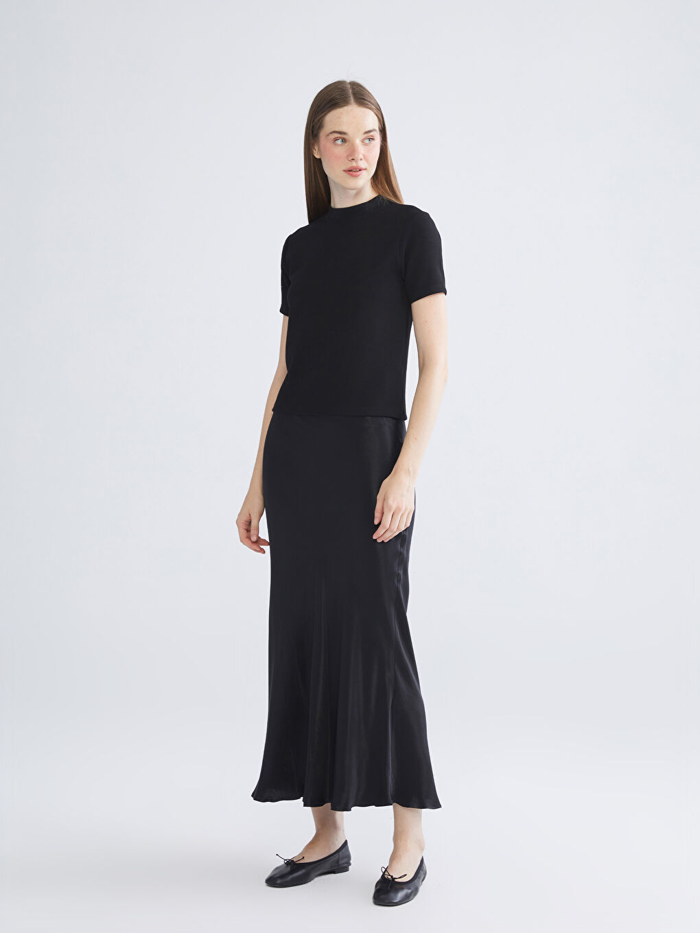 XSIDE Elastic Waist Ruffled Satin Skirt -W5J413Z8-CVL