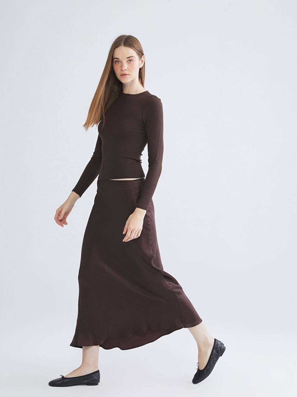 XSIDE Elastic Waist Ruffled Satin Skirt -W5J413Z8-ZKW