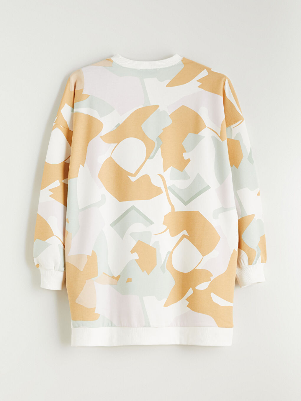 Karışık Büyük Beden Bisiklet Yaka Desenli Kadın Sweatshirt Tunik-7