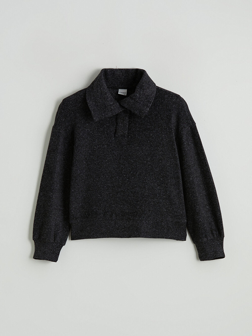 Shirt Collar Girls' Sweatshirt and Sweatpants-1