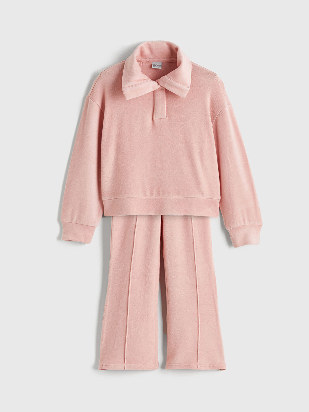 Shirt Collar Girls' Sweatshirt and Sweatpants