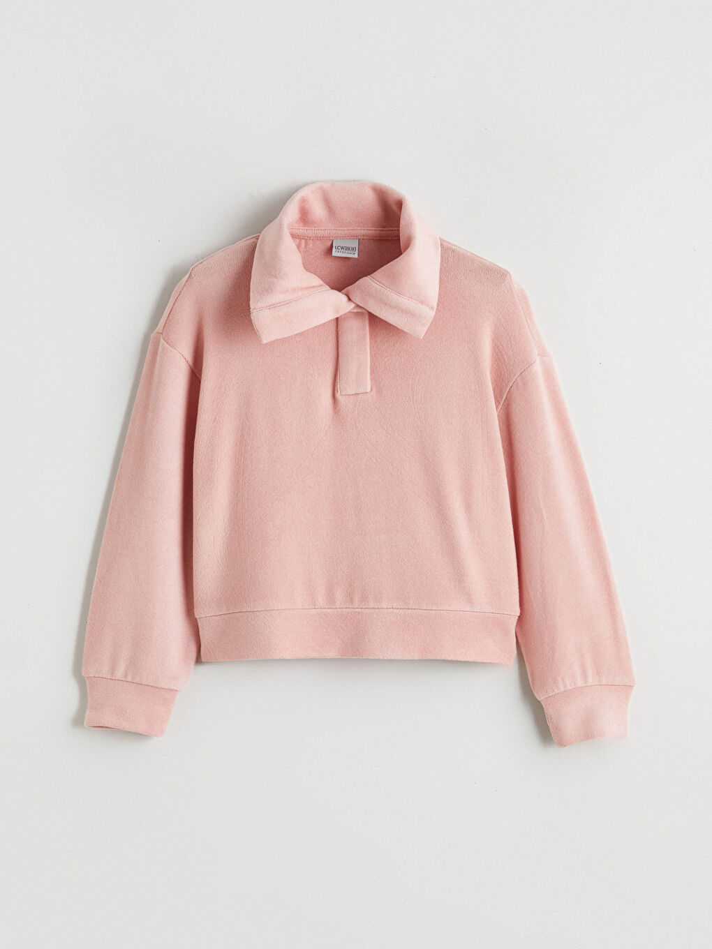 Shirt Collar Girls' Sweatshirt and Sweatpants-1