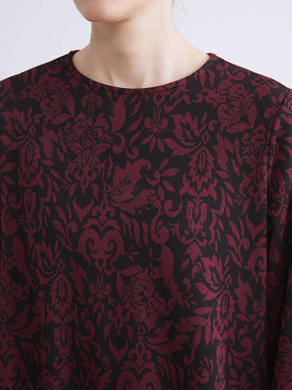 Plus Size Crew Neck Patterned Dress-3