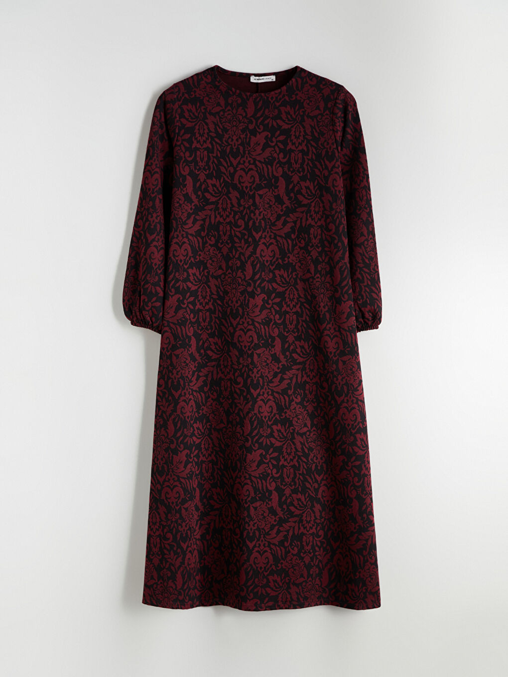 Plus Size Crew Neck Patterned Dress-8