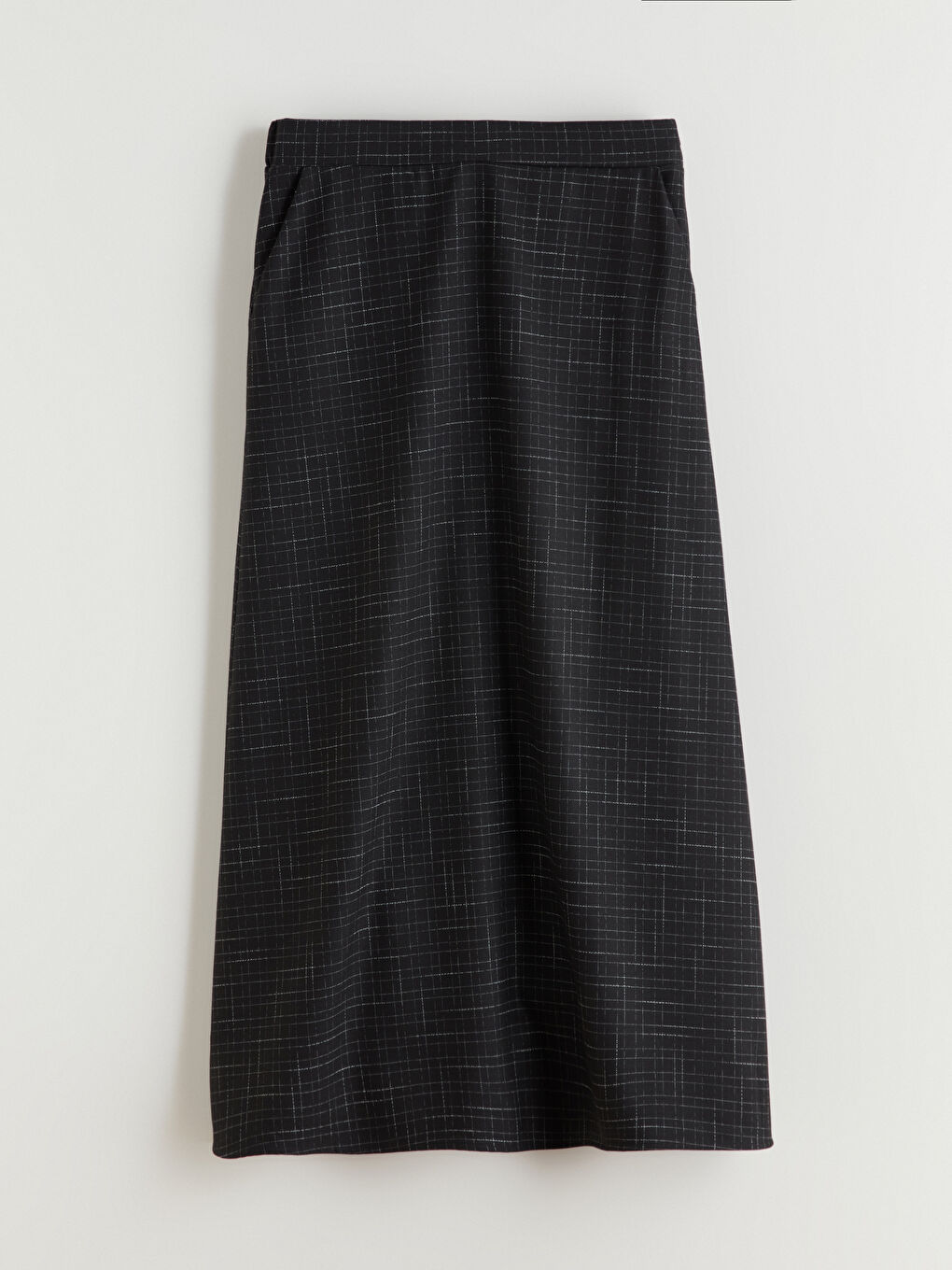 Siyah Beli Lastikli Ekose A Kesim Etek-4