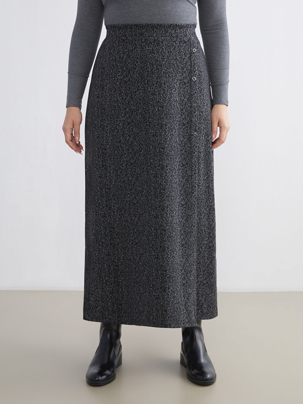 Elasticated Waist Patterned Skirt-1