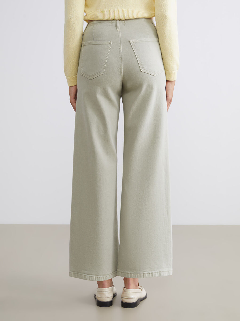 Yeşil Wideleg Kadın Jean Pantolon-3