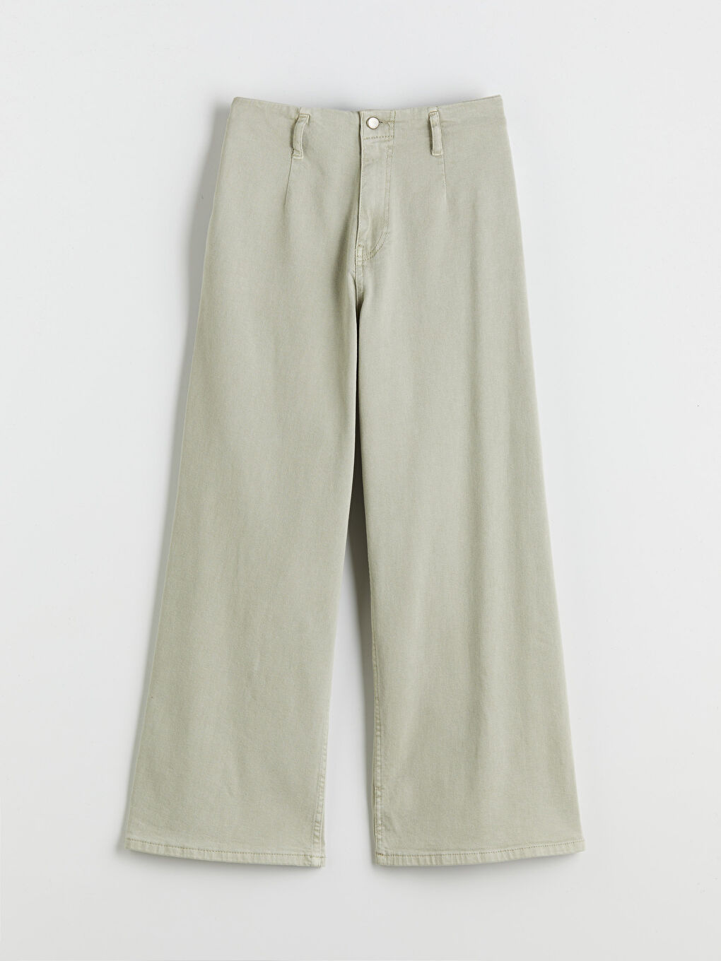 Yeşil Wideleg Kadın Jean Pantolon-4