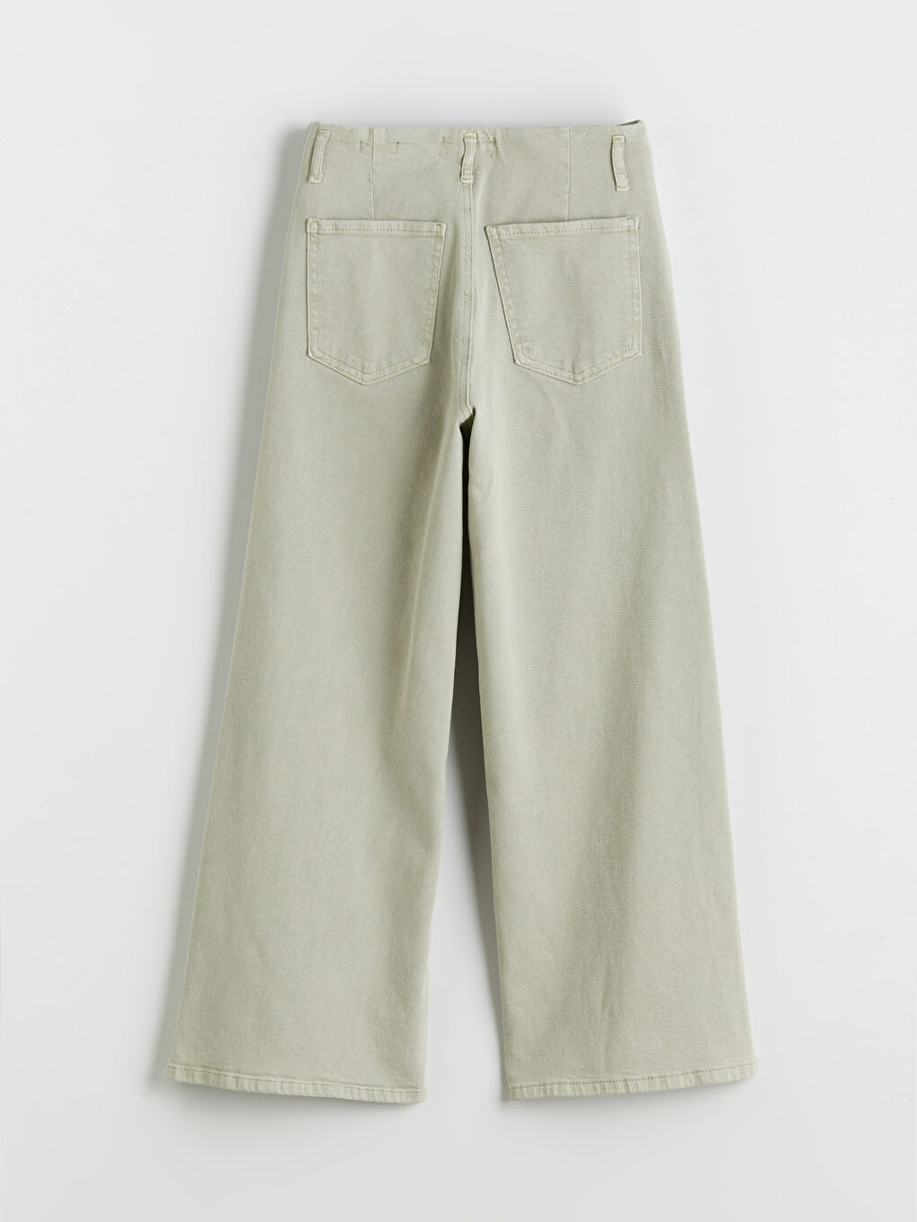 Yeşil Wideleg Kadın Jean Pantolon-5