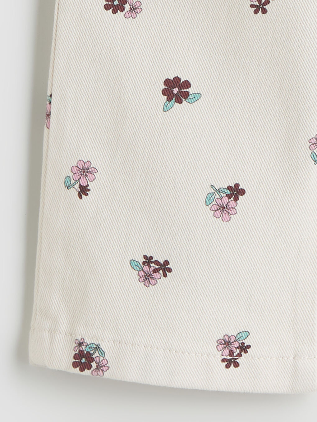 Bej Wideleg Çiçekli Kız Çocuk Pantolon-2
