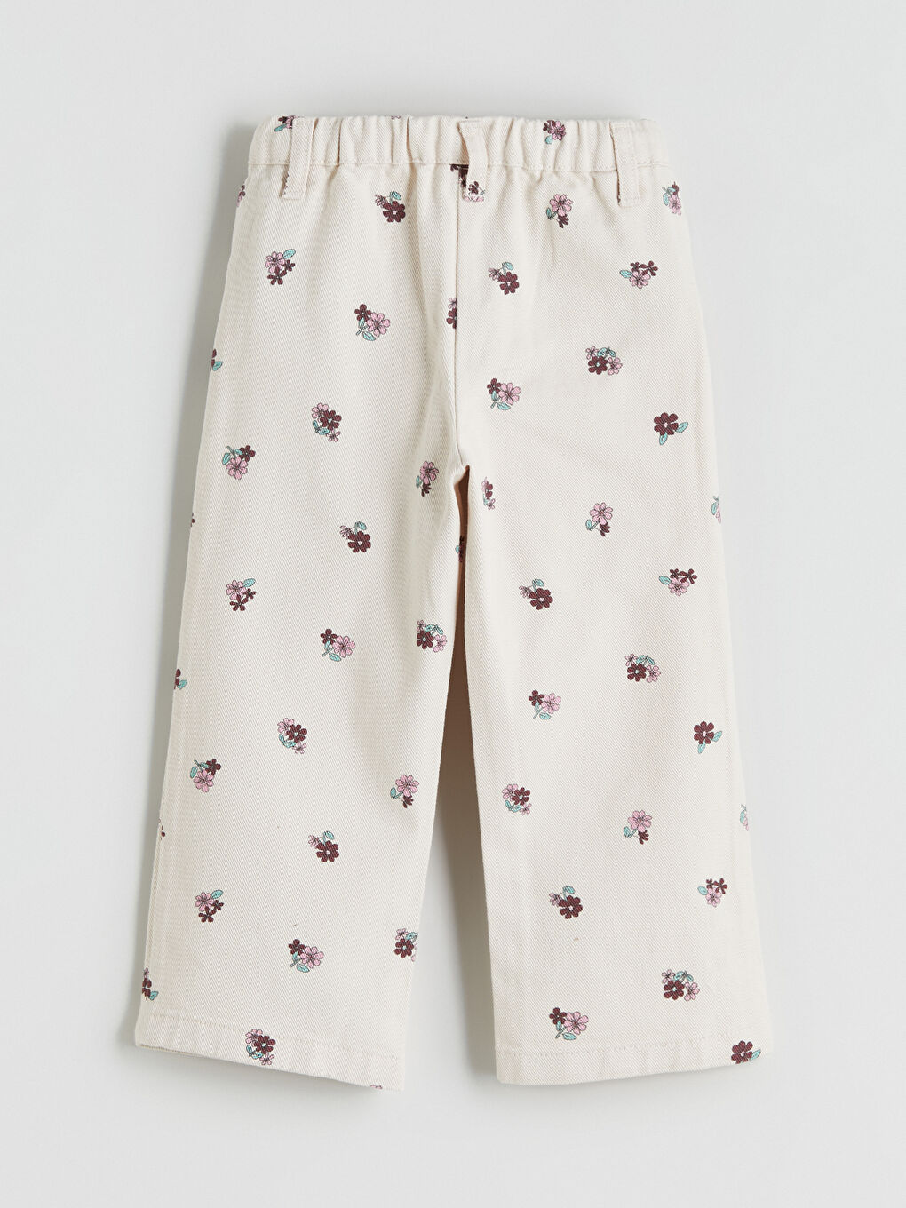 Bej Wideleg Çiçekli Kız Çocuk Pantolon-4