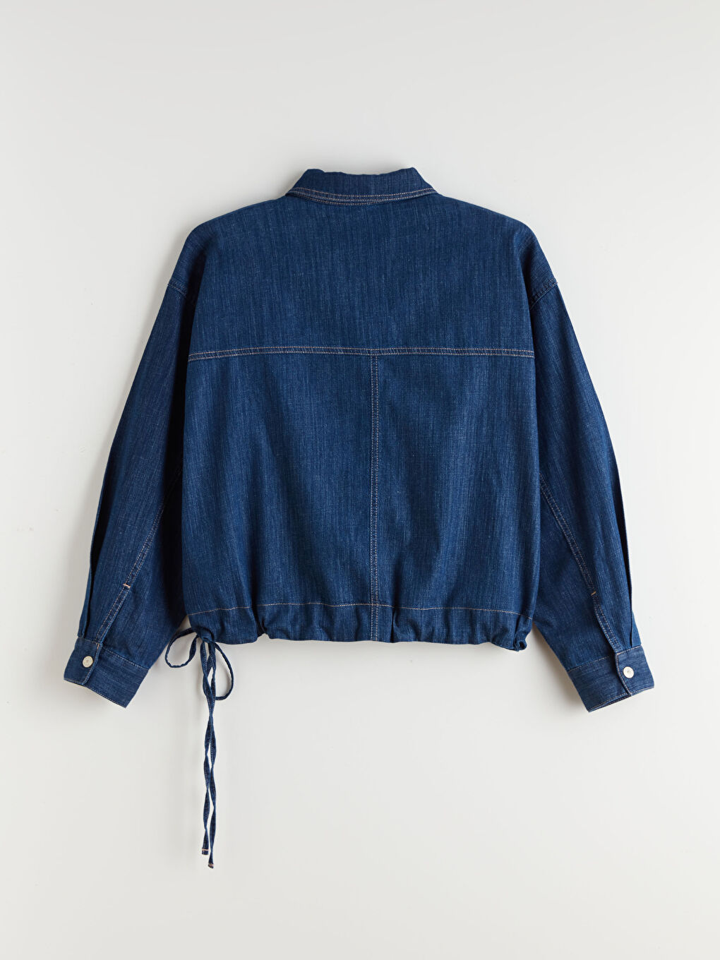 İndigo Gömlek Yaka Jean Bluz-5